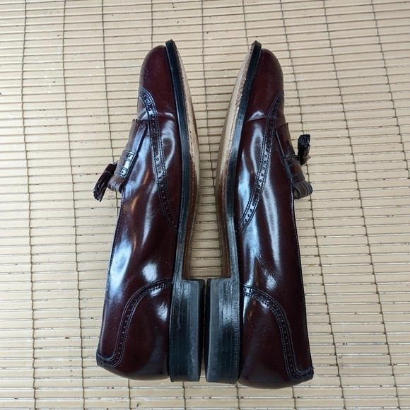 Bostonian USA Made Burgundy Leather Kilt Tassel Slip On Loafers Shoes Men\'s 11D main image 4
